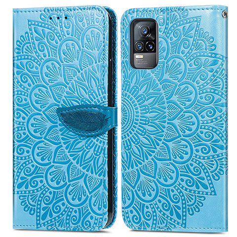 Funda de Cuero Cartera con Soporte Patron de Moda Carcasa S04D para Vivo Y73 (2021) Azul