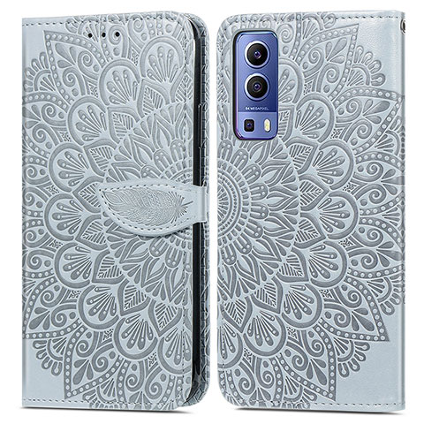 Funda de Cuero Cartera con Soporte Patron de Moda Carcasa S04D para Vivo Y75s 5G Gris