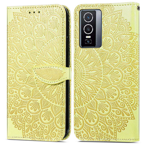 Funda de Cuero Cartera con Soporte Patron de Moda Carcasa S04D para Vivo Y76 5G Amarillo