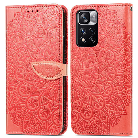 Funda de Cuero Cartera con Soporte Patron de Moda Carcasa S04D para Xiaomi Mi 11i 5G (2022) Rojo