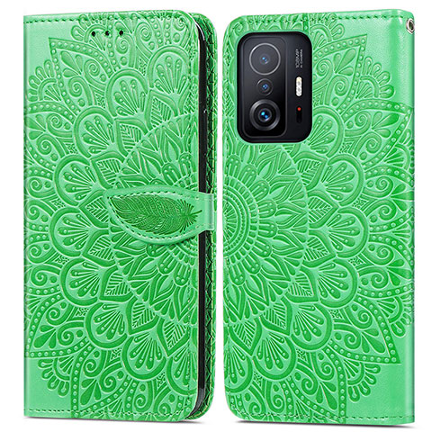 Funda de Cuero Cartera con Soporte Patron de Moda Carcasa S04D para Xiaomi Mi 11T 5G Verde