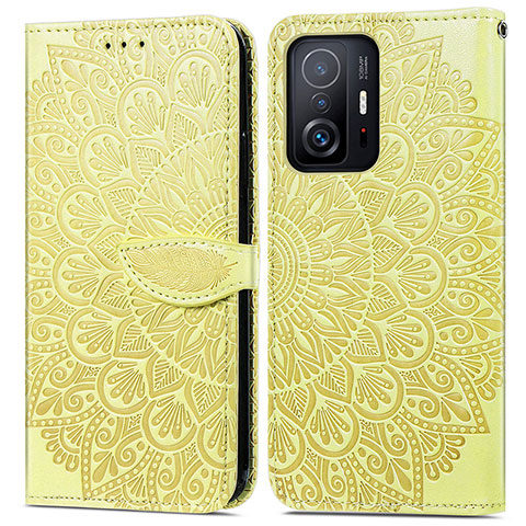 Funda de Cuero Cartera con Soporte Patron de Moda Carcasa S04D para Xiaomi Mi 11T Pro 5G Amarillo