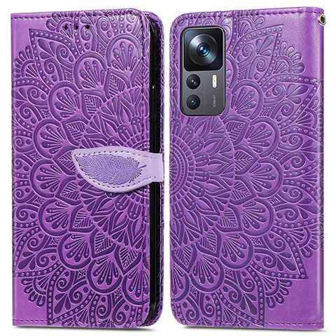 Funda de Cuero Cartera con Soporte Patron de Moda Carcasa S04D para Xiaomi Mi 12T 5G Morado