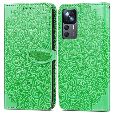 Funda de Cuero Cartera con Soporte Patron de Moda Carcasa S04D para Xiaomi Mi 12T 5G Verde