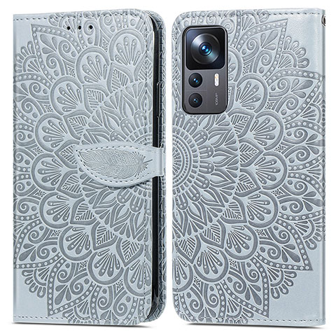 Funda de Cuero Cartera con Soporte Patron de Moda Carcasa S04D para Xiaomi Mi 12T Pro 5G Gris