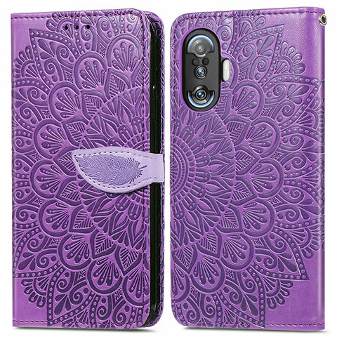 Funda de Cuero Cartera con Soporte Patron de Moda Carcasa S04D para Xiaomi Poco F3 GT 5G Morado