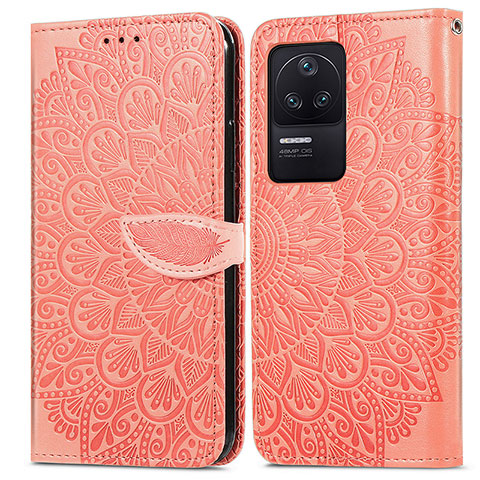 Funda de Cuero Cartera con Soporte Patron de Moda Carcasa S04D para Xiaomi Poco F4 5G Naranja