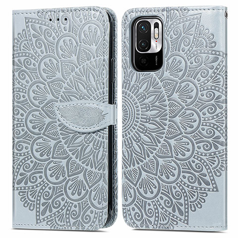 Funda de Cuero Cartera con Soporte Patron de Moda Carcasa S04D para Xiaomi POCO M3 Pro 5G Gris