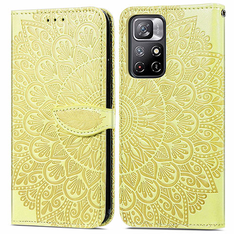 Funda de Cuero Cartera con Soporte Patron de Moda Carcasa S04D para Xiaomi Poco M4 Pro 5G Amarillo