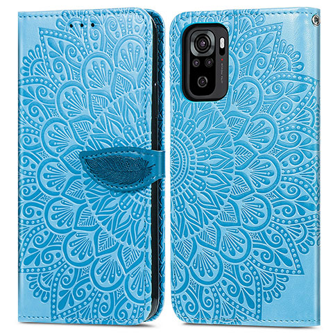 Funda de Cuero Cartera con Soporte Patron de Moda Carcasa S04D para Xiaomi Poco M5S Azul