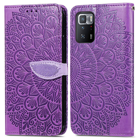 Funda de Cuero Cartera con Soporte Patron de Moda Carcasa S04D para Xiaomi Poco X3 GT 5G Morado