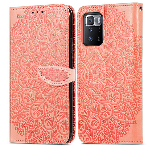 Funda de Cuero Cartera con Soporte Patron de Moda Carcasa S04D para Xiaomi Poco X3 GT 5G Naranja