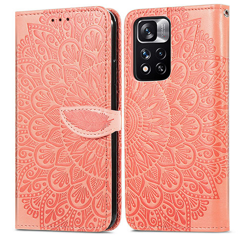 Funda de Cuero Cartera con Soporte Patron de Moda Carcasa S04D para Xiaomi Poco X4 NFC Naranja