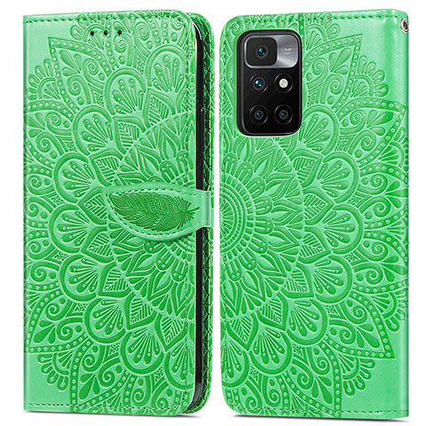 Funda de Cuero Cartera con Soporte Patron de Moda Carcasa S04D para Xiaomi Redmi 10 (2022) Verde