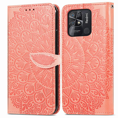 Funda de Cuero Cartera con Soporte Patron de Moda Carcasa S04D para Xiaomi Redmi 10 Power Naranja