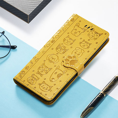 Funda de Cuero Cartera con Soporte Patron de Moda Carcasa S04D para Xiaomi Redmi 12C 4G Amarillo