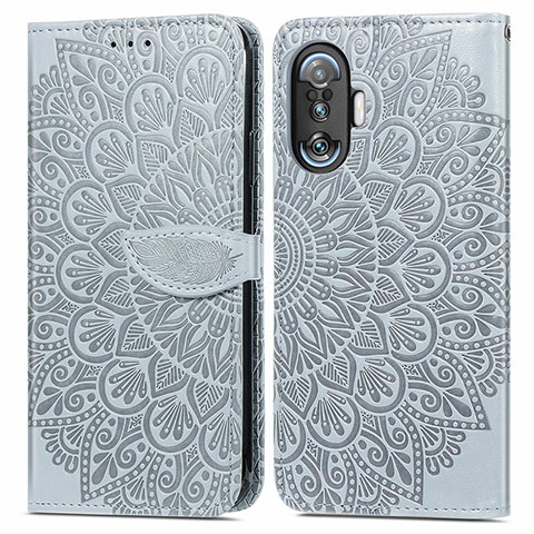 Funda de Cuero Cartera con Soporte Patron de Moda Carcasa S04D para Xiaomi Redmi K40 Gaming 5G Gris