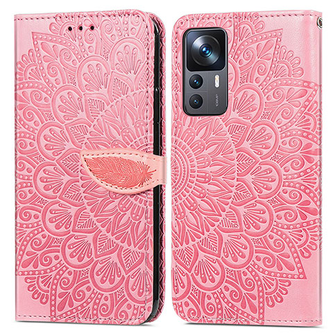 Funda de Cuero Cartera con Soporte Patron de Moda Carcasa S04D para Xiaomi Redmi K50 Ultra 5G Oro Rosa