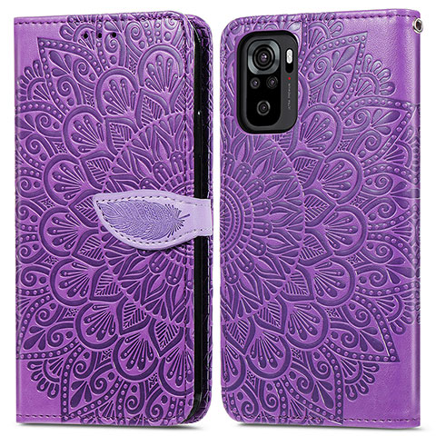 Funda de Cuero Cartera con Soporte Patron de Moda Carcasa S04D para Xiaomi Redmi Note 10 4G Morado