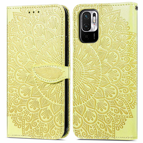 Funda de Cuero Cartera con Soporte Patron de Moda Carcasa S04D para Xiaomi Redmi Note 10 5G Amarillo