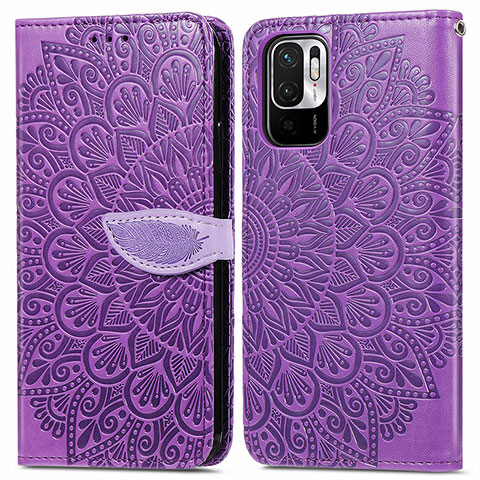 Funda de Cuero Cartera con Soporte Patron de Moda Carcasa S04D para Xiaomi Redmi Note 10 5G Morado