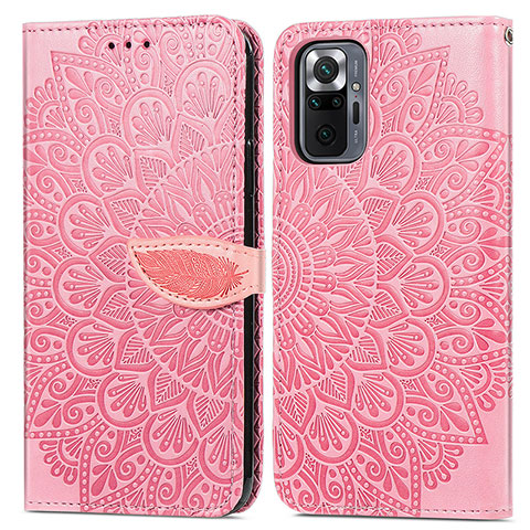 Funda de Cuero Cartera con Soporte Patron de Moda Carcasa S04D para Xiaomi Redmi Note 10 Pro 4G Oro Rosa