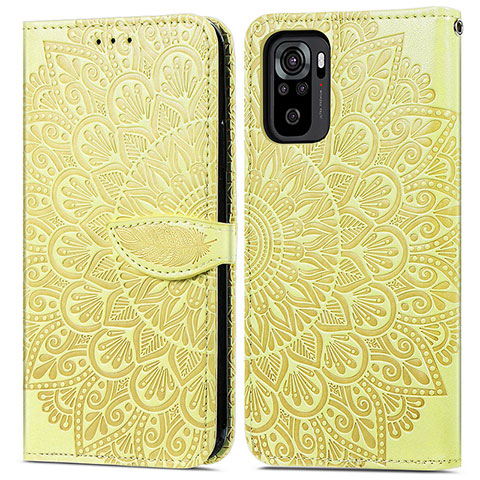 Funda de Cuero Cartera con Soporte Patron de Moda Carcasa S04D para Xiaomi Redmi Note 10S 4G Amarillo