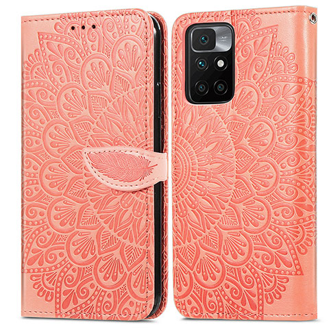 Funda de Cuero Cartera con Soporte Patron de Moda Carcasa S04D para Xiaomi Redmi Note 11 4G (2021) Naranja