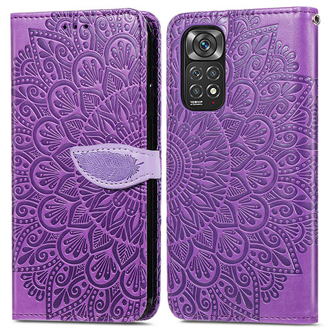 Funda de Cuero Cartera con Soporte Patron de Moda Carcasa S04D para Xiaomi Redmi Note 11 Pro 4G Morado