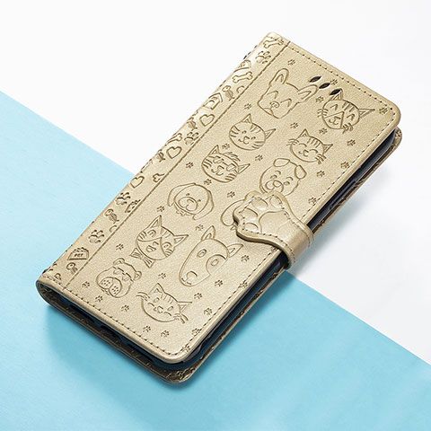 Funda de Cuero Cartera con Soporte Patron de Moda Carcasa S05D para Google Pixel 5a 5G Oro