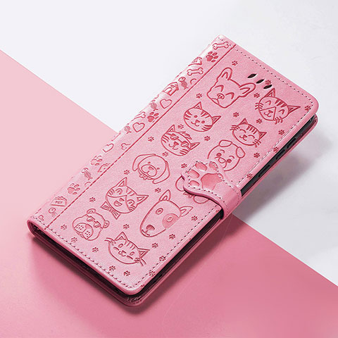 Funda de Cuero Cartera con Soporte Patron de Moda Carcasa S05D para Google Pixel 6 5G Rosa