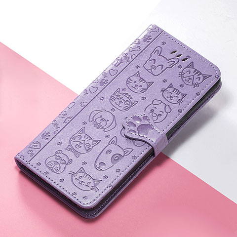 Funda de Cuero Cartera con Soporte Patron de Moda Carcasa S05D para Google Pixel 6a 5G Morado