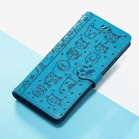 Funda de Cuero Cartera con Soporte Patron de Moda Carcasa S05D para Huawei Enjoy 50 Azul