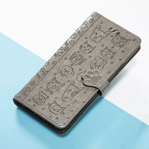 Funda de Cuero Cartera con Soporte Patron de Moda Carcasa S05D para Huawei Enjoy 50 Gris