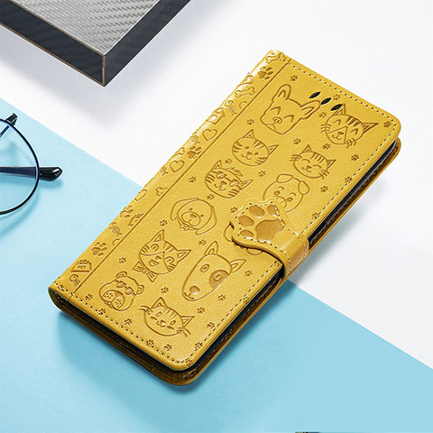 Funda de Cuero Cartera con Soporte Patron de Moda Carcasa S05D para Huawei Honor 80 Pro 5G Amarillo