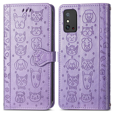 Funda de Cuero Cartera con Soporte Patron de Moda Carcasa S05D para Huawei Honor X10 Max 5G Morado