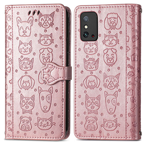 Funda de Cuero Cartera con Soporte Patron de Moda Carcasa S05D para Huawei Honor X10 Max 5G Oro Rosa