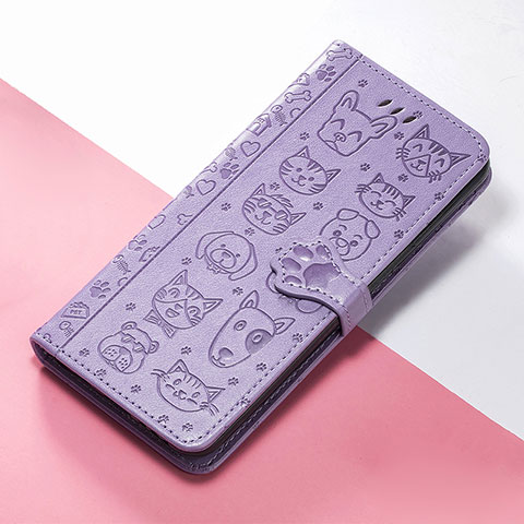 Funda de Cuero Cartera con Soporte Patron de Moda Carcasa S05D para Huawei Nova Y70 Plus Morado