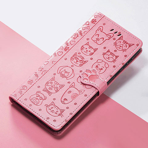 Funda de Cuero Cartera con Soporte Patron de Moda Carcasa S05D para Huawei Nova Y70 Rosa