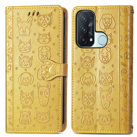 Funda de Cuero Cartera con Soporte Patron de Moda Carcasa S05D para Oppo Reno5 A Amarillo