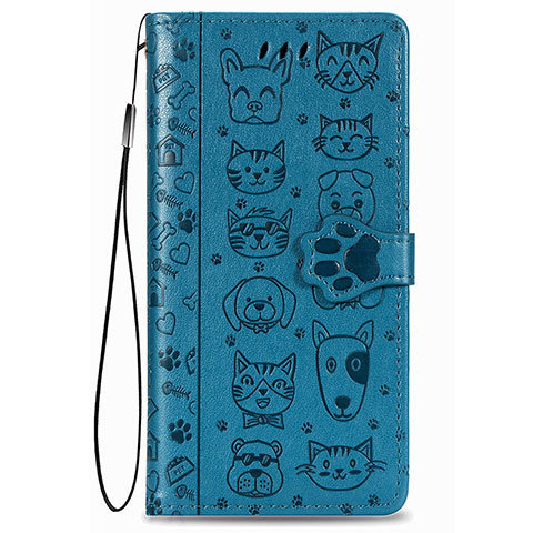 Funda de Cuero Cartera con Soporte Patron de Moda Carcasa S05D para Samsung Galaxy S21 5G Azul