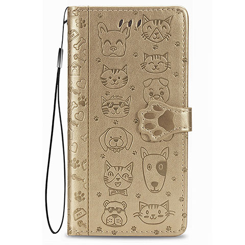 Funda de Cuero Cartera con Soporte Patron de Moda Carcasa S05D para Samsung Galaxy S22 Plus 5G Oro