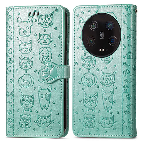 Funda de Cuero Cartera con Soporte Patron de Moda Carcasa S05D para Xiaomi Mi 13 Ultra 5G Verde