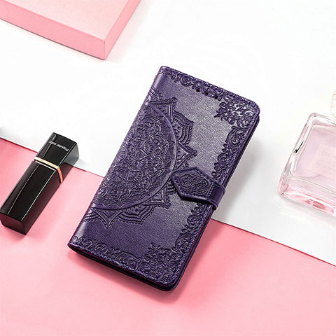 Funda de Cuero Cartera con Soporte Patron de Moda Carcasa S05D para Xiaomi Redmi 12C 4G Morado