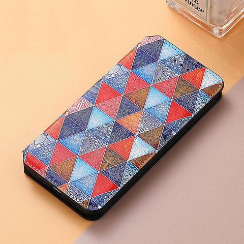 Funda de Cuero Cartera con Soporte Patron de Moda Carcasa S06D para Huawei P Smart Z (2019) Marron