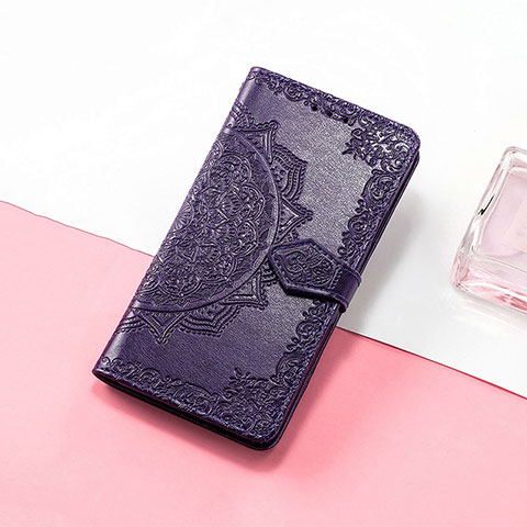 Funda de Cuero Cartera con Soporte Patron de Moda Carcasa S07D para Huawei Honor X9 5G Morado