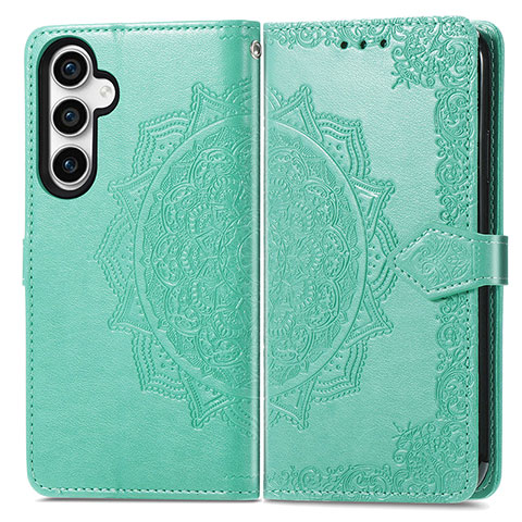 Funda de Cuero Cartera con Soporte Patron de Moda Carcasa S07D para Samsung Galaxy S21 FE 5G Verde