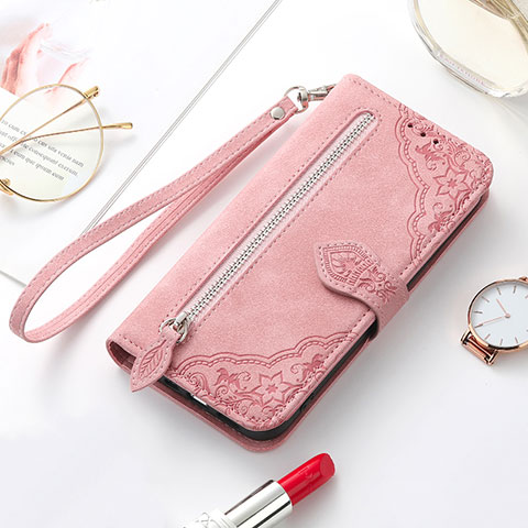 Funda de Cuero Cartera con Soporte Patron de Moda Carcasa S07D para Samsung Galaxy S21 Plus 5G Oro Rosa