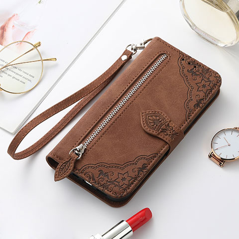 Funda de Cuero Cartera con Soporte Patron de Moda Carcasa S07D para Samsung Galaxy S22 Plus 5G Marron