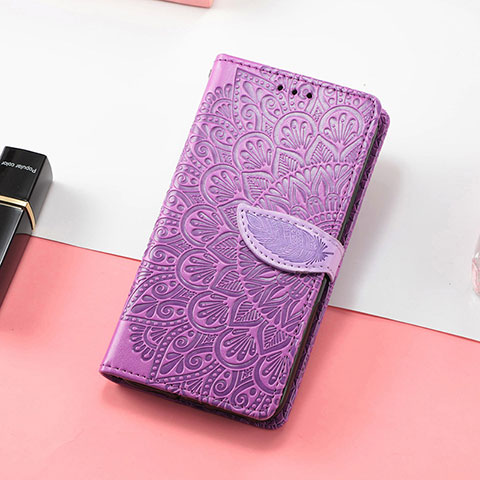 Funda de Cuero Cartera con Soporte Patron de Moda Carcasa S08D para Huawei Y7p Morado